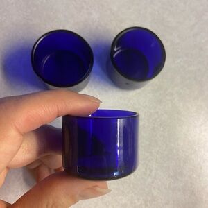 Set of Blue Glass Candle Holders